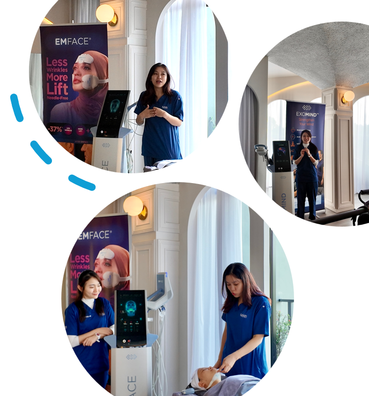 Emface & Exomind demonstration by Dr Lynda and Dr Gervene with participants at Lyvin Clinic JB event